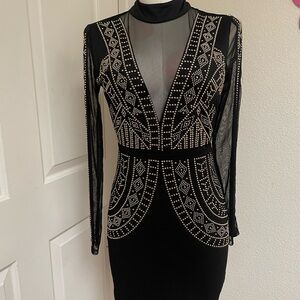 Elegant Black and Silver Embellished Dress